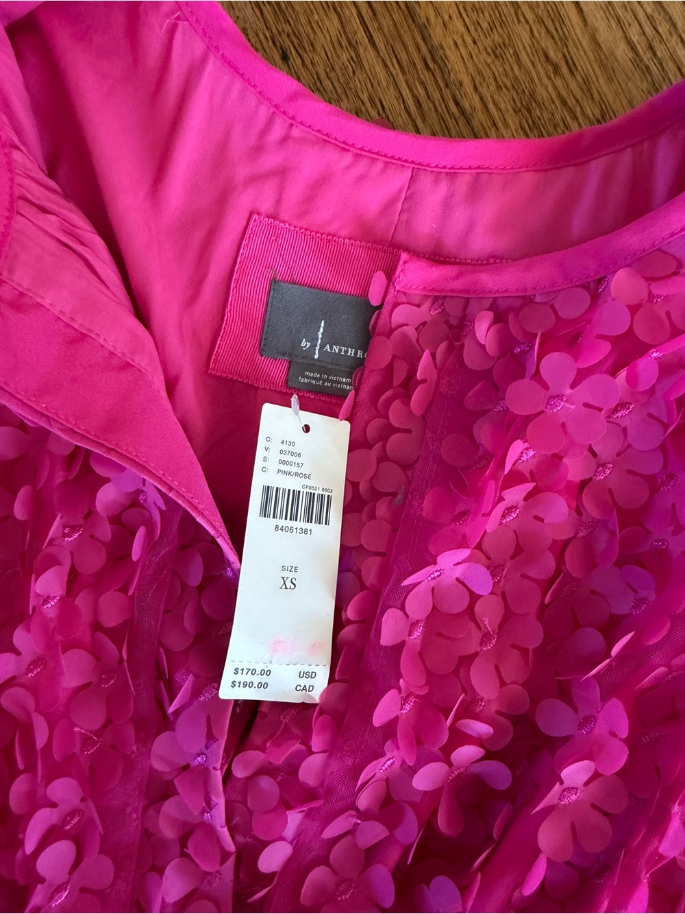 Anthropologie Bright Pink Floral Appliqué Girls' Dress - Picture 2 of 5